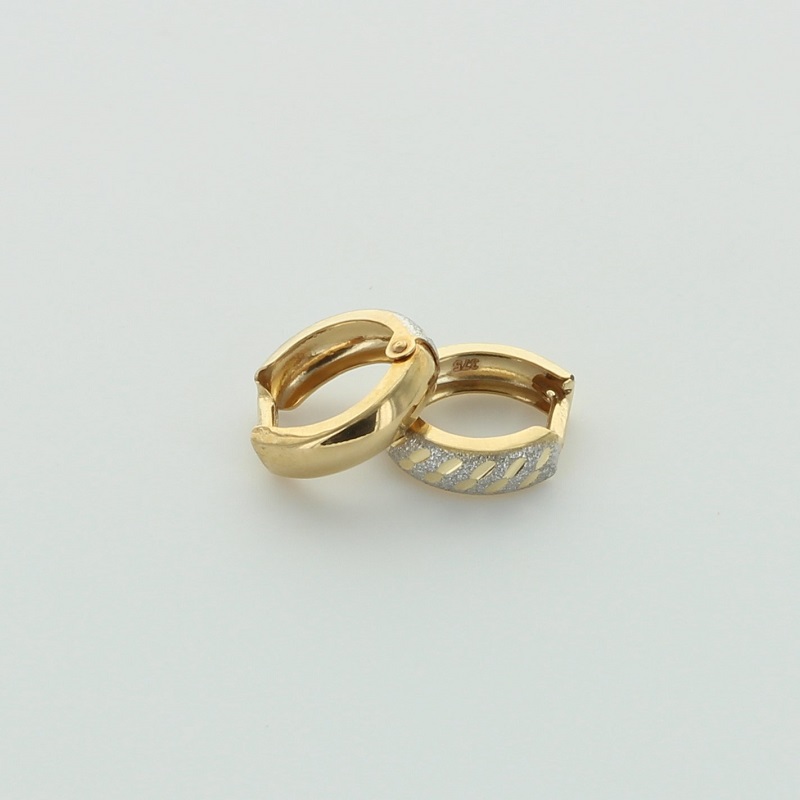 2 tone 12mm white & yellow gold huggie earrings