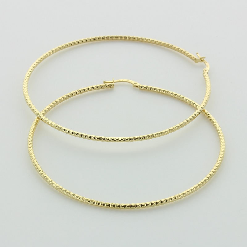 Yellow gold hoop earrings 75mm