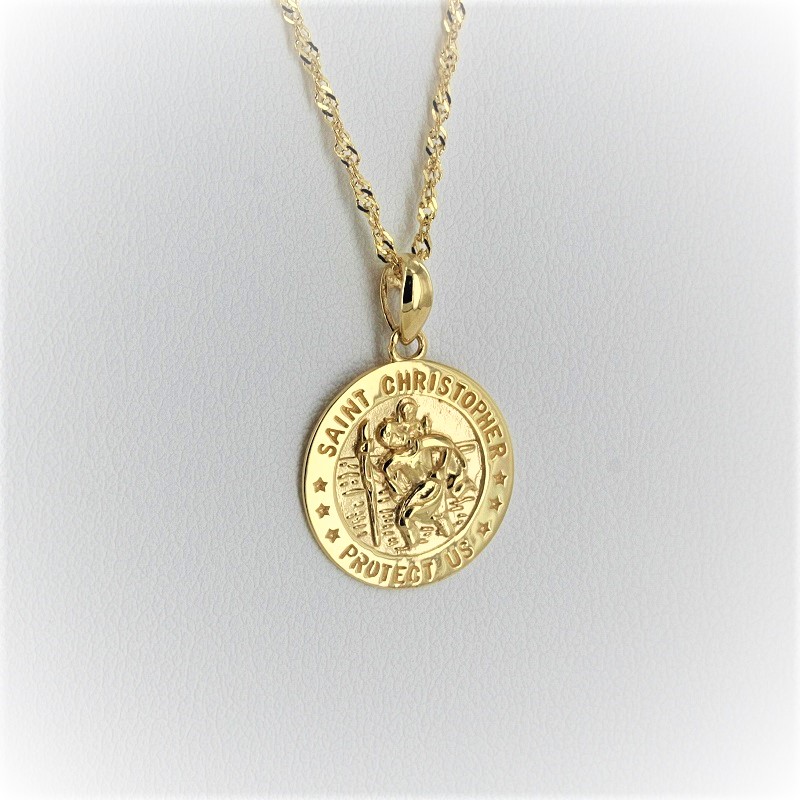 9ct Yellow Gold Round St Christopher Pendant | Buy Online | Free Insured UK  Delivery