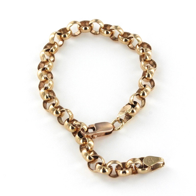 9ct Yellow gold solid belcher bracelet with solid rose gold Lobster clasp